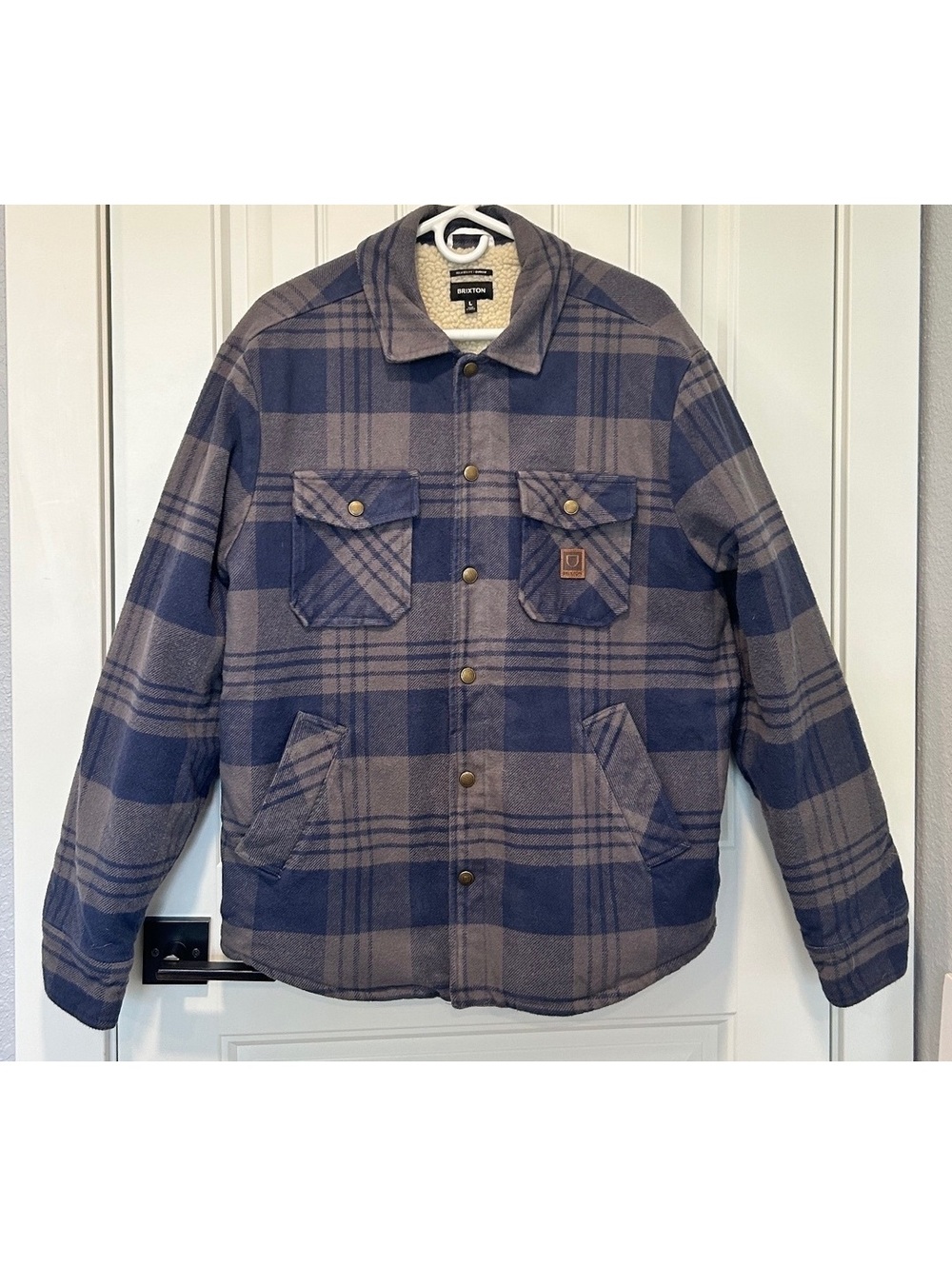 Brixton Plaid flannel Sherpa-lined Jacket in blue and Gray